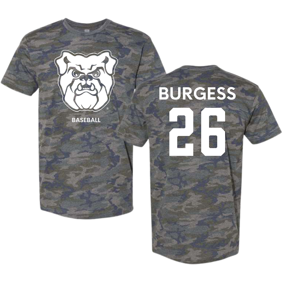 Butler University Baseball Vintage Camo Tee - #26 Will Burgess