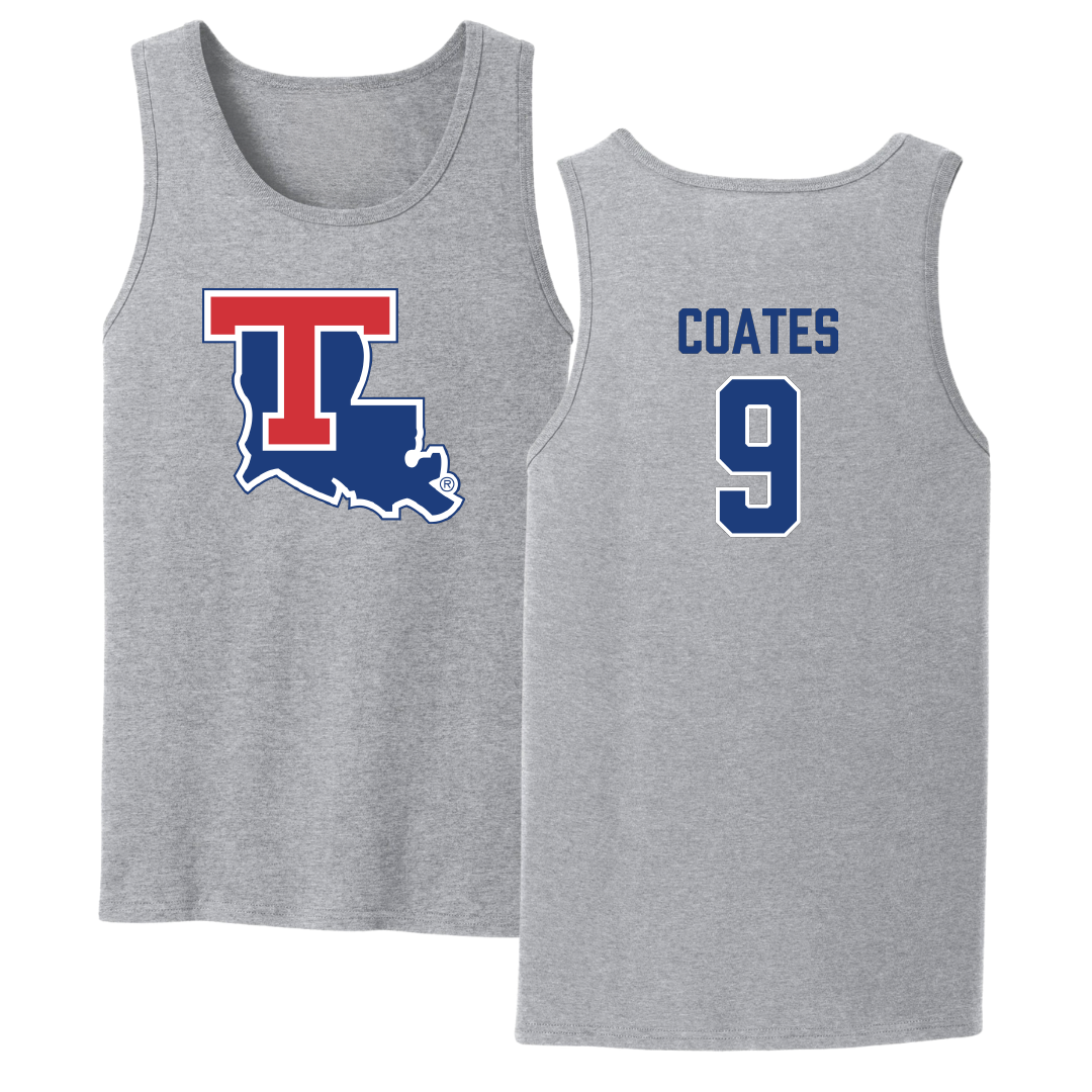 Louisiana Tech University Baseball Sport Gray Tank Top - #9 Colton Coates