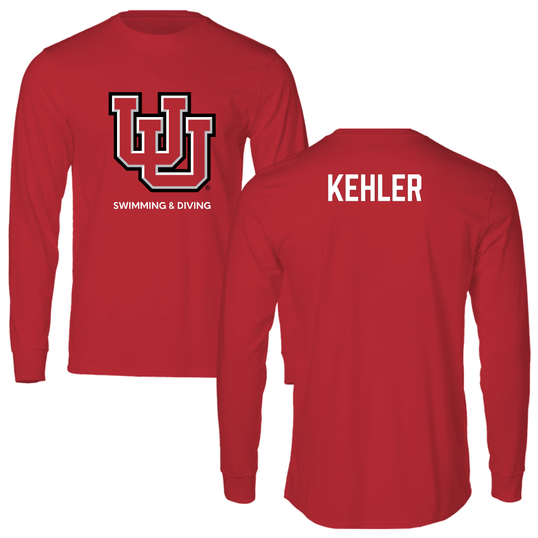 University of Utah Swimming & Diving Red Block Long Sleeve - Jackson Kehler