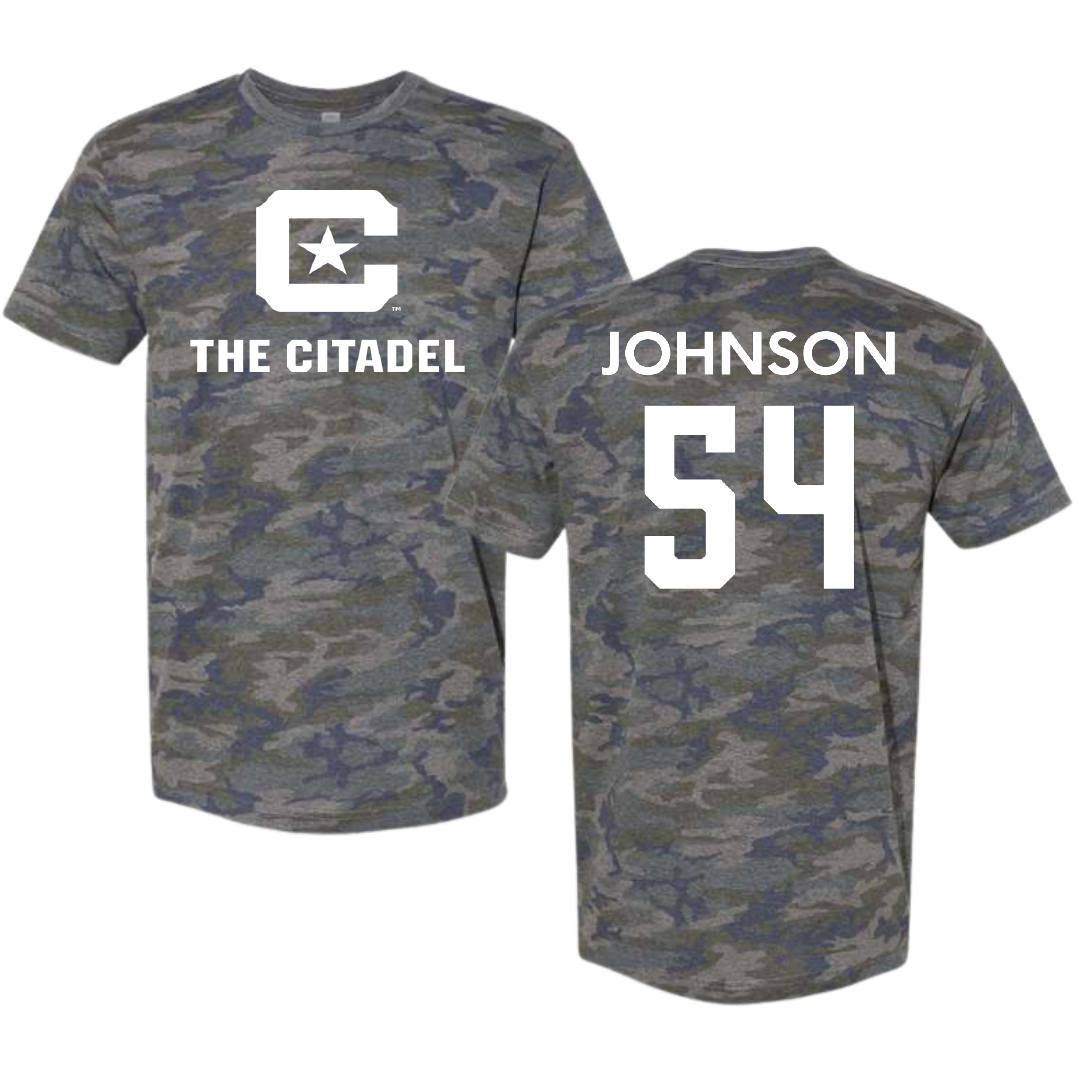 The Citadel Football Vintage Camo Tee - #54 Tanner Johnson