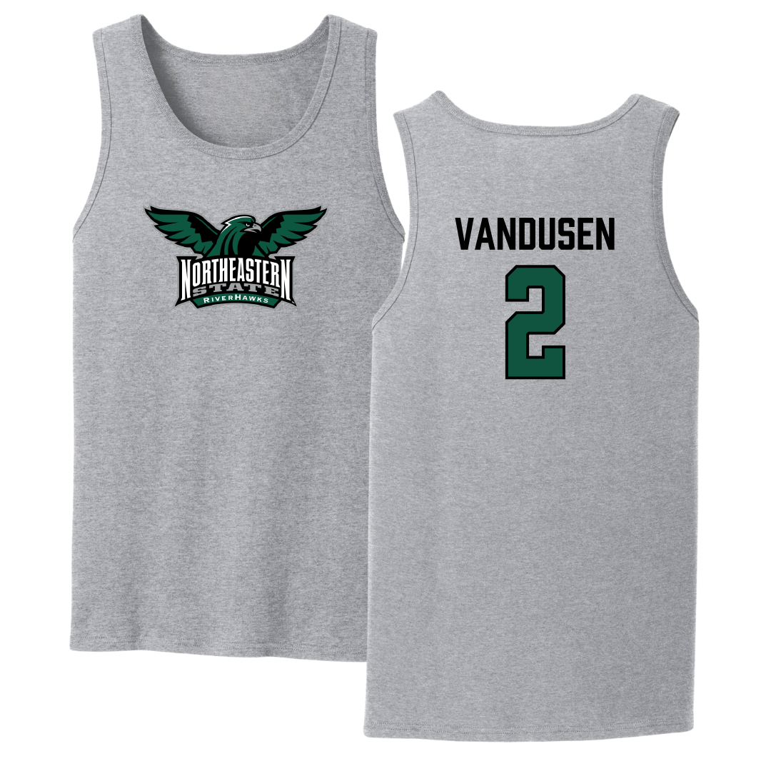 Northeastern State University Soccer Sport Gray Tank Top - #2 Ethan VanDusen