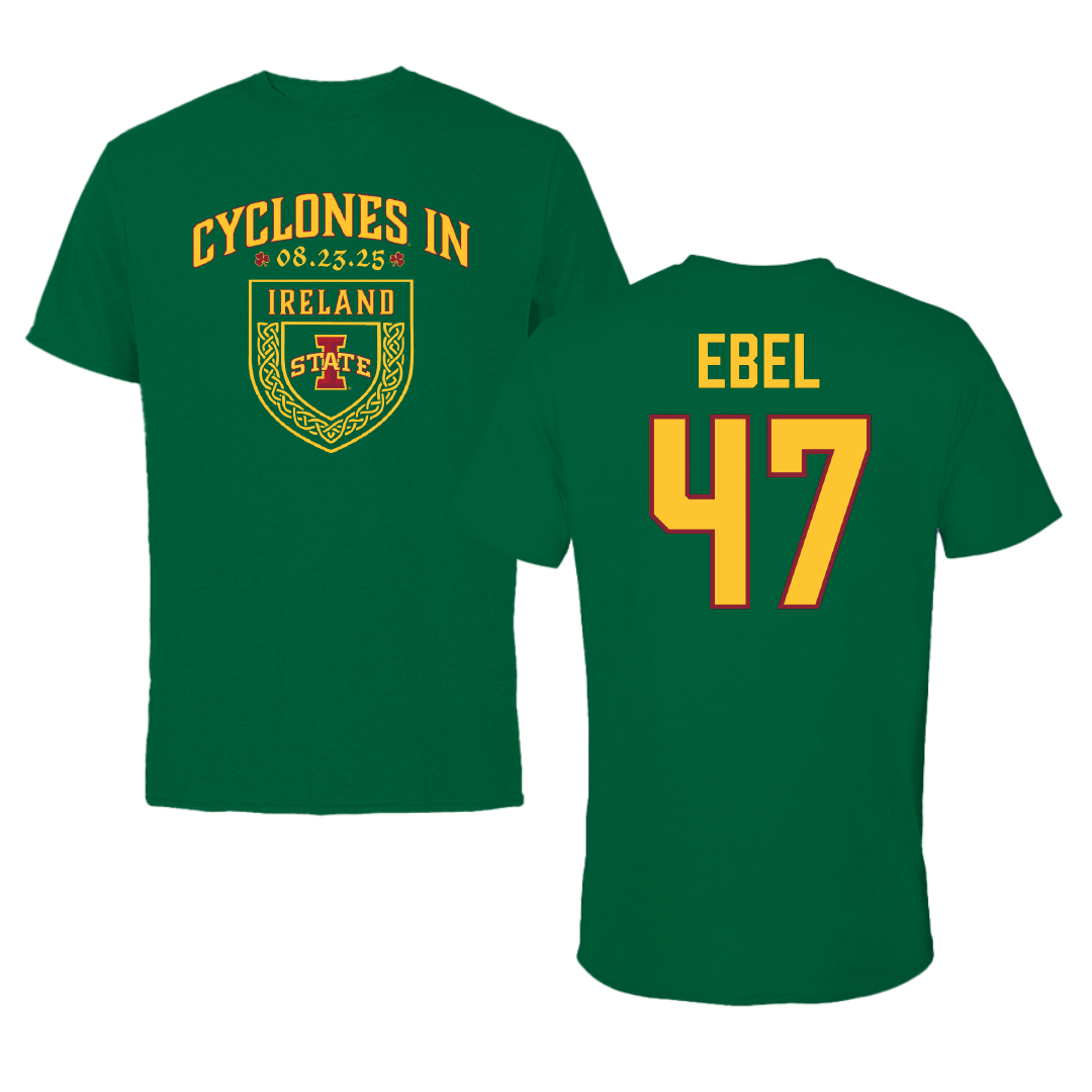 Iowa State University Football Green Cyclones in Ireland Performance Tee - #47 Kooper Ebel