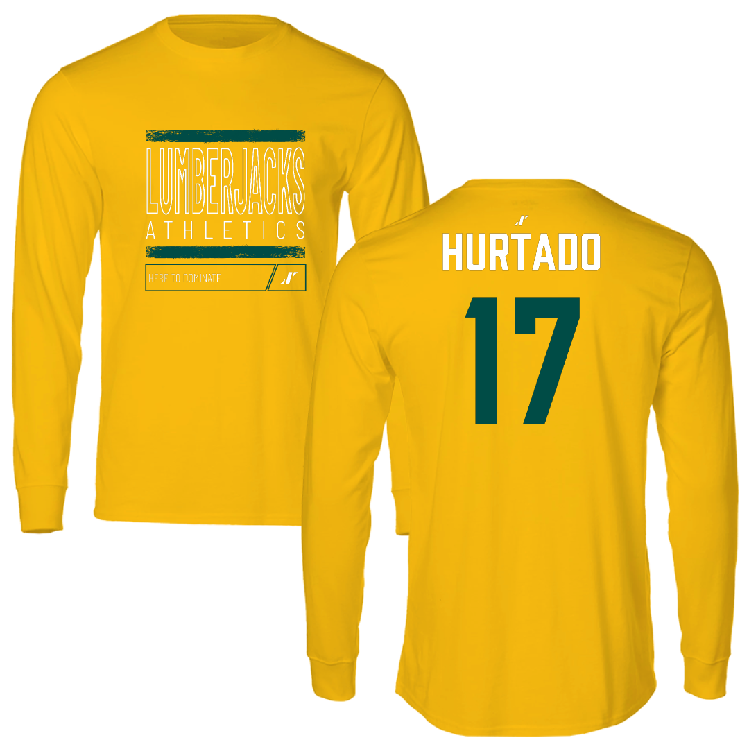 Cal Poly Humboldt Softball Gold Dominate Performance Long Sleeve - #17 Olivia Hurtado