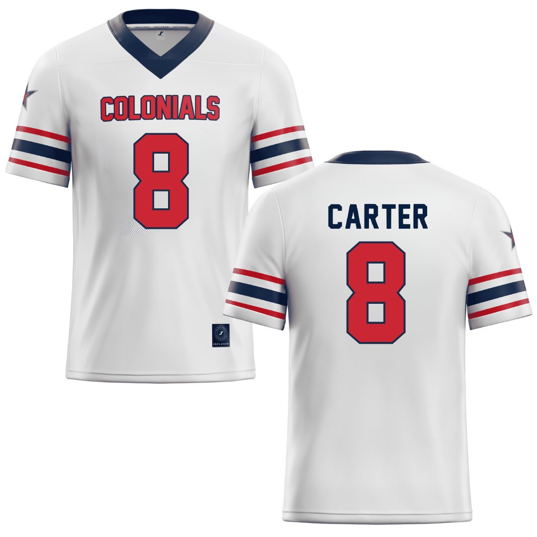 Robert Morris University White Football Jersey - #8 Jaqai Carter