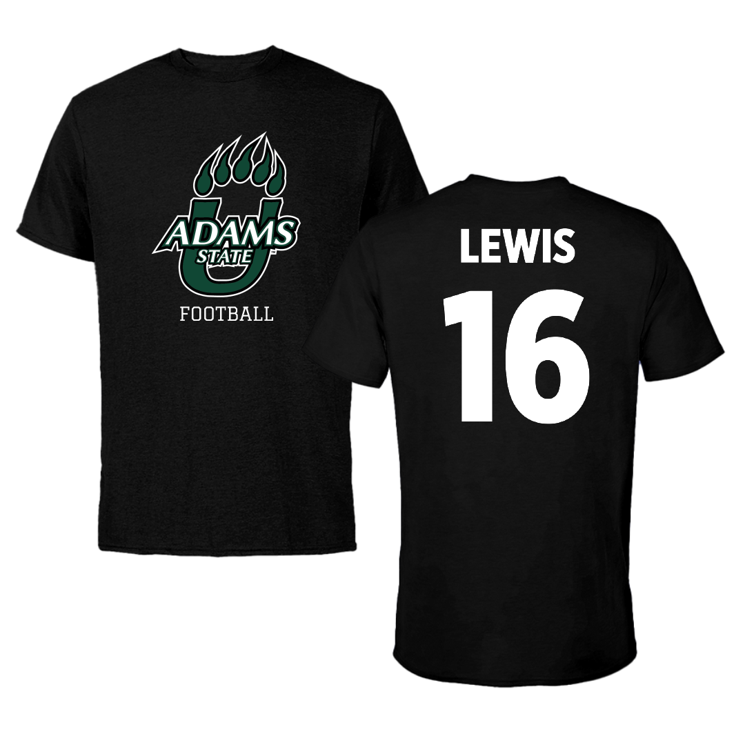 Adams State University Football Black State Performance Tee - #16 Jett Lewis