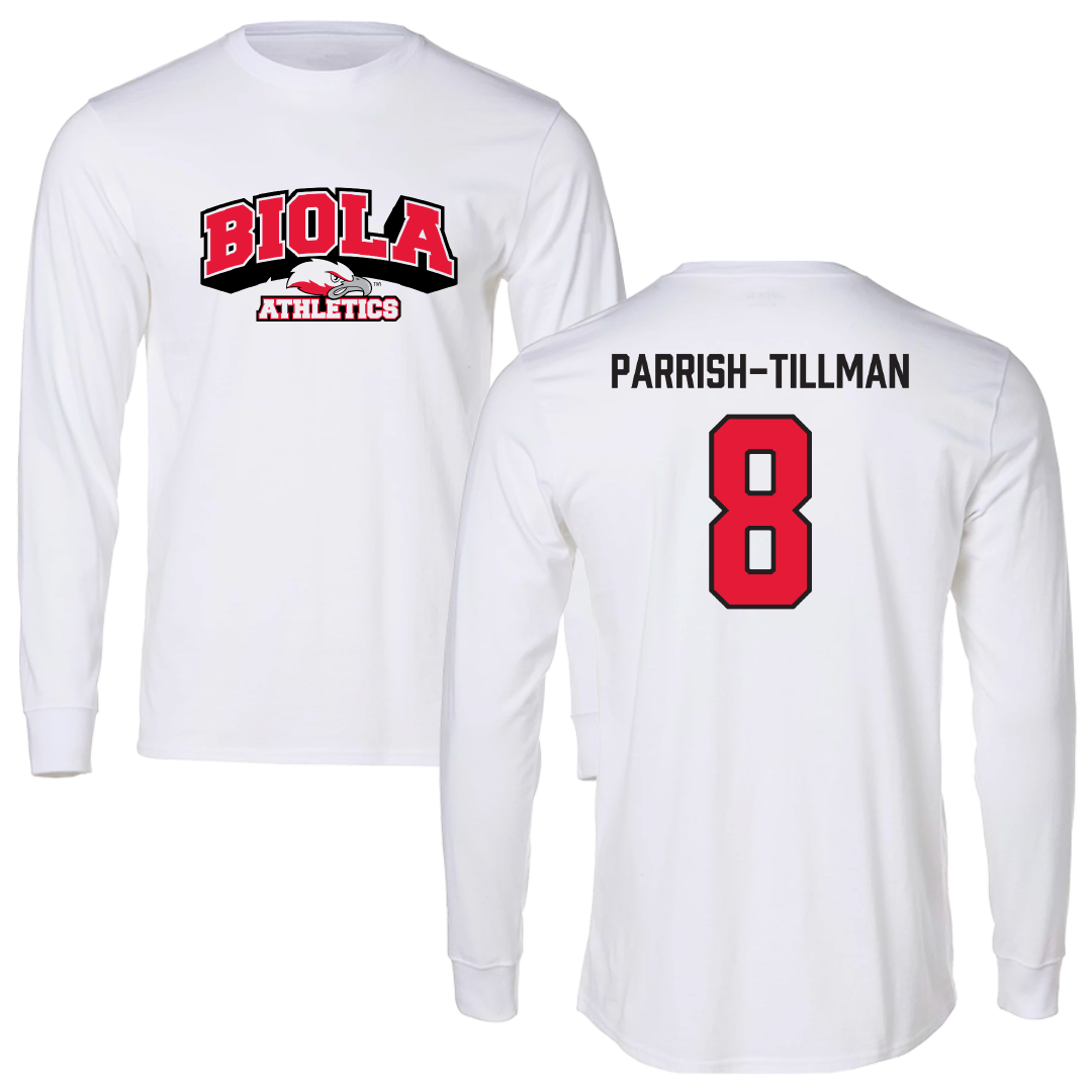 Biola University Basketball (M) White Long Sleeve - #8 Tyus Parrish-Tillman