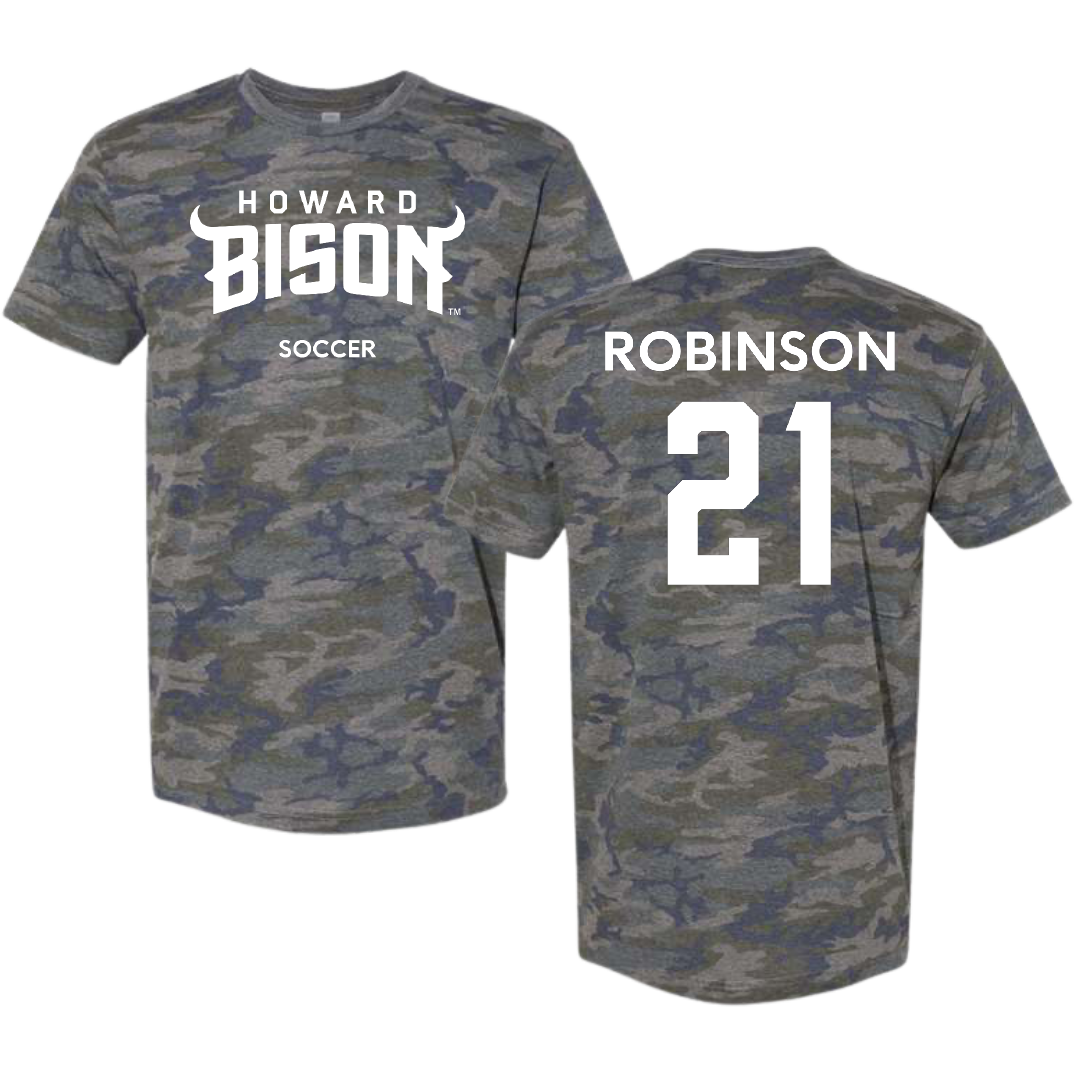 Howard University Soccer (M) Vintage Camo Tee - #21 Naim Robinson