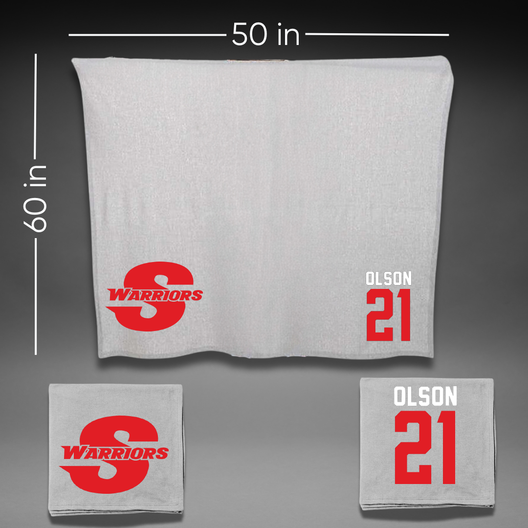Stanislaus State Volleyball Gray Blanket - #21 Maggie Olson