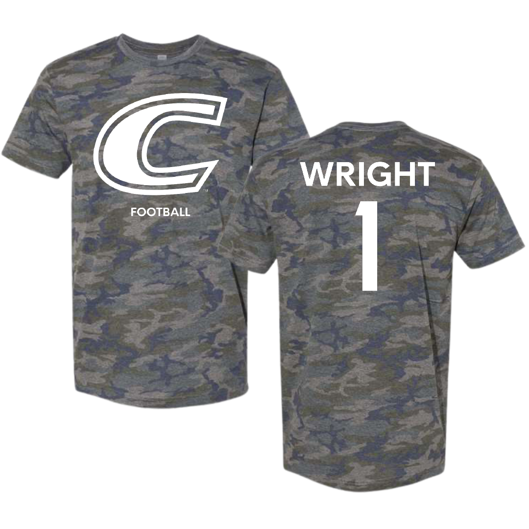 Centre College Football Vintage Camo Tee - #1 Tyler Wright