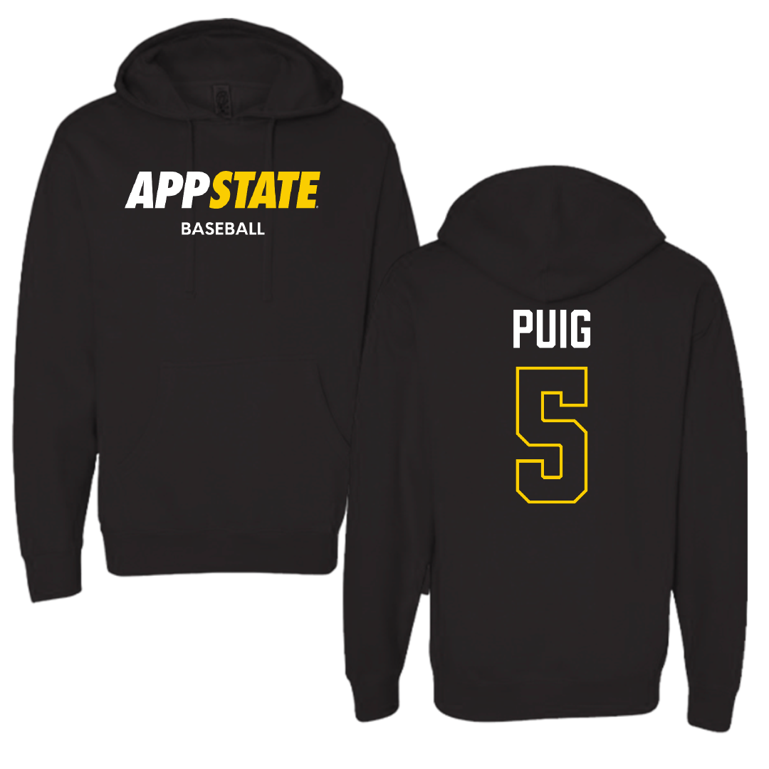 Appalachian State University Baseball Black Hoodie - #5 Ethan Puig