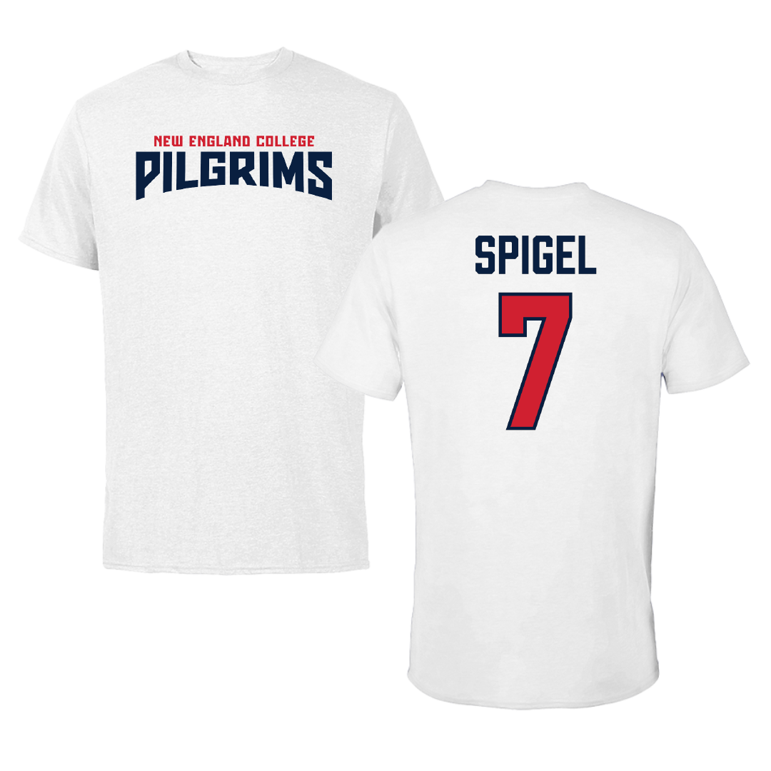 New England College Baseball White Classic Performance Tee - #7 David Spigel