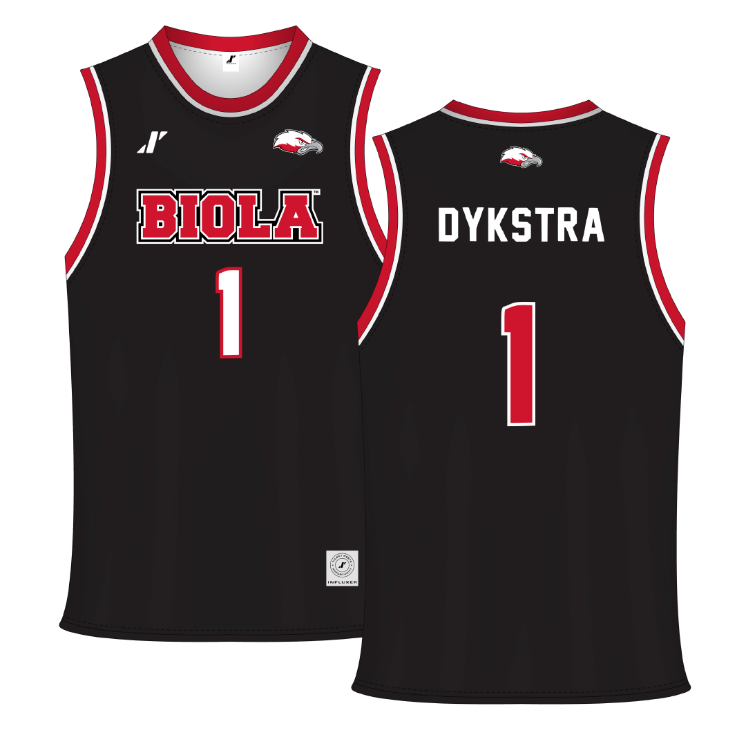 Biola University Black Basketball Jersey - #1 Gannon Dykstra