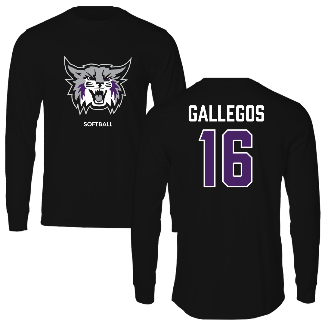 Weber State University Softball Black Performance Long Sleeve - #16 Samantha Gallegos