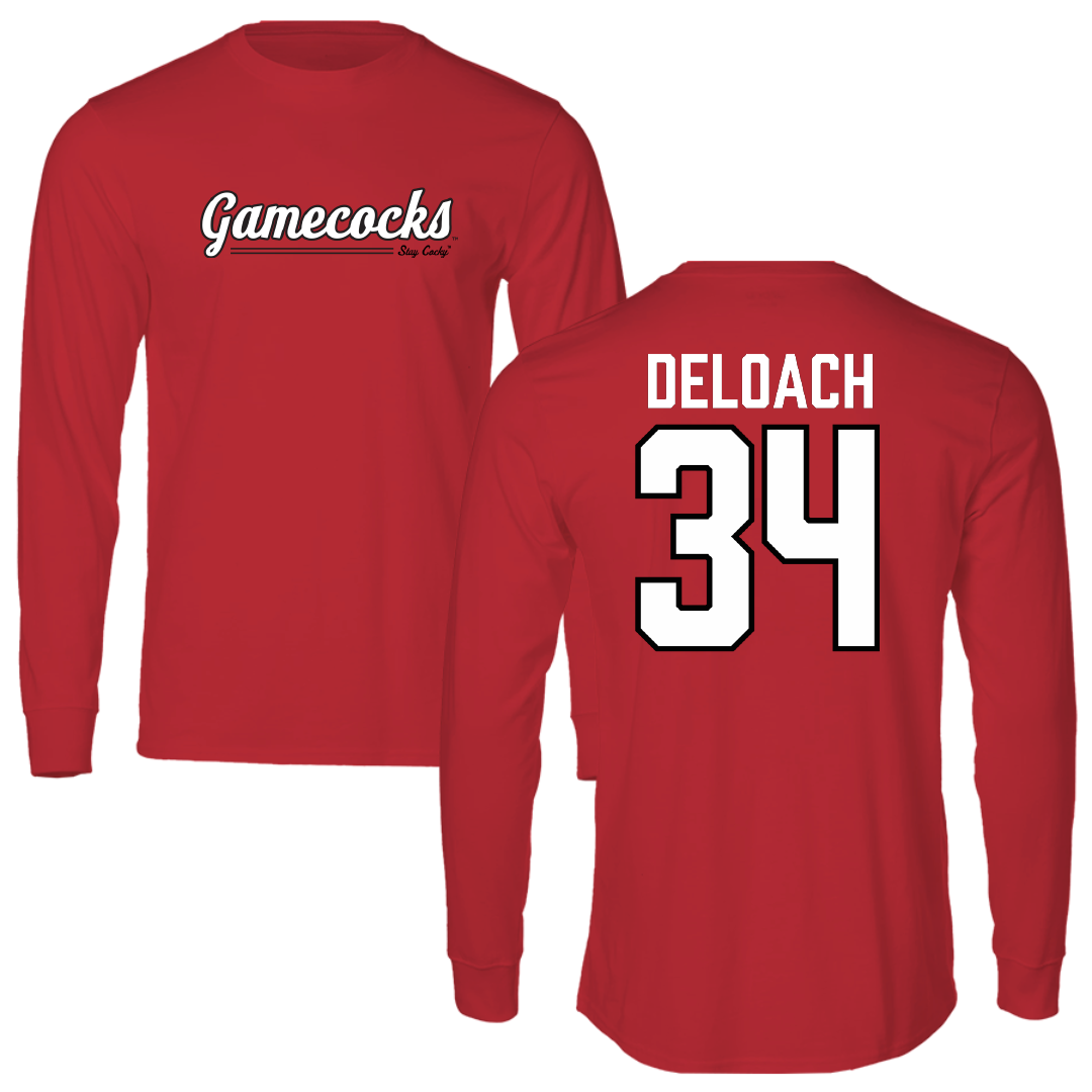 Jacksonville State University Football Red General Performance Long Sleeve - #34 Dajwon DeLoach