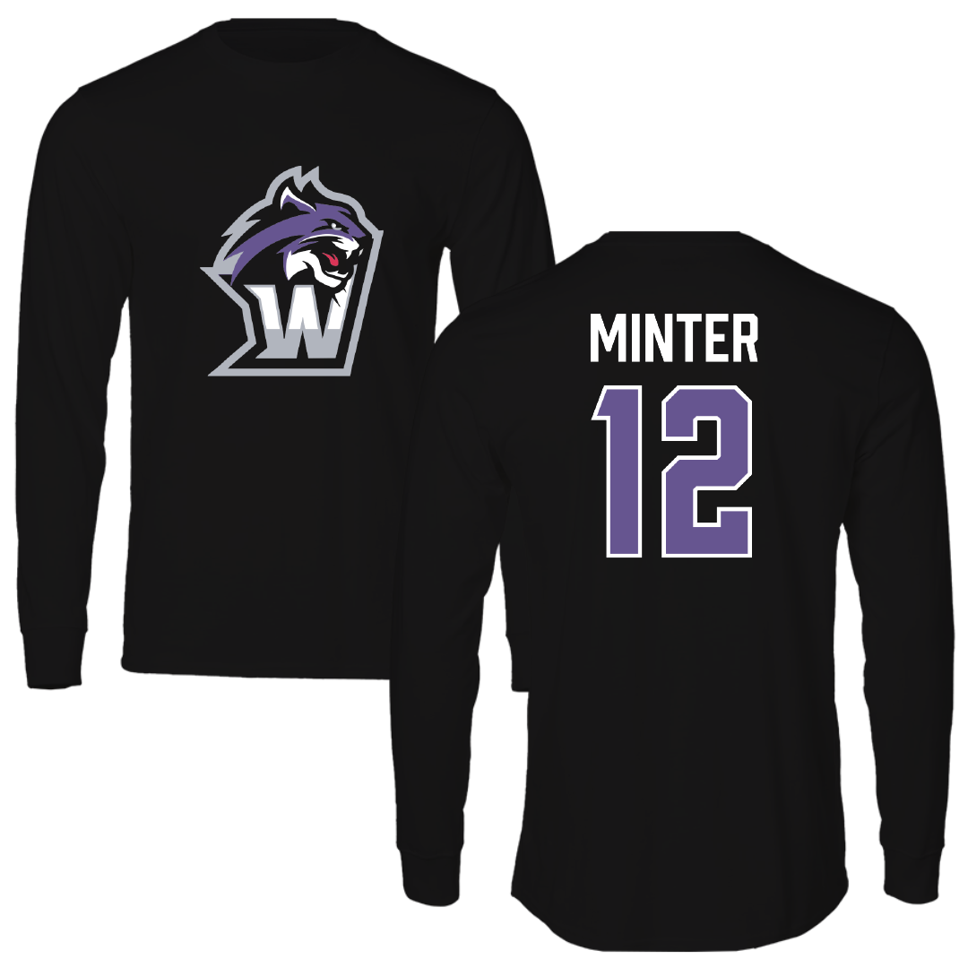 Wiley University Baseball Black Performance Long Sleeve - #12 Tyson Minter