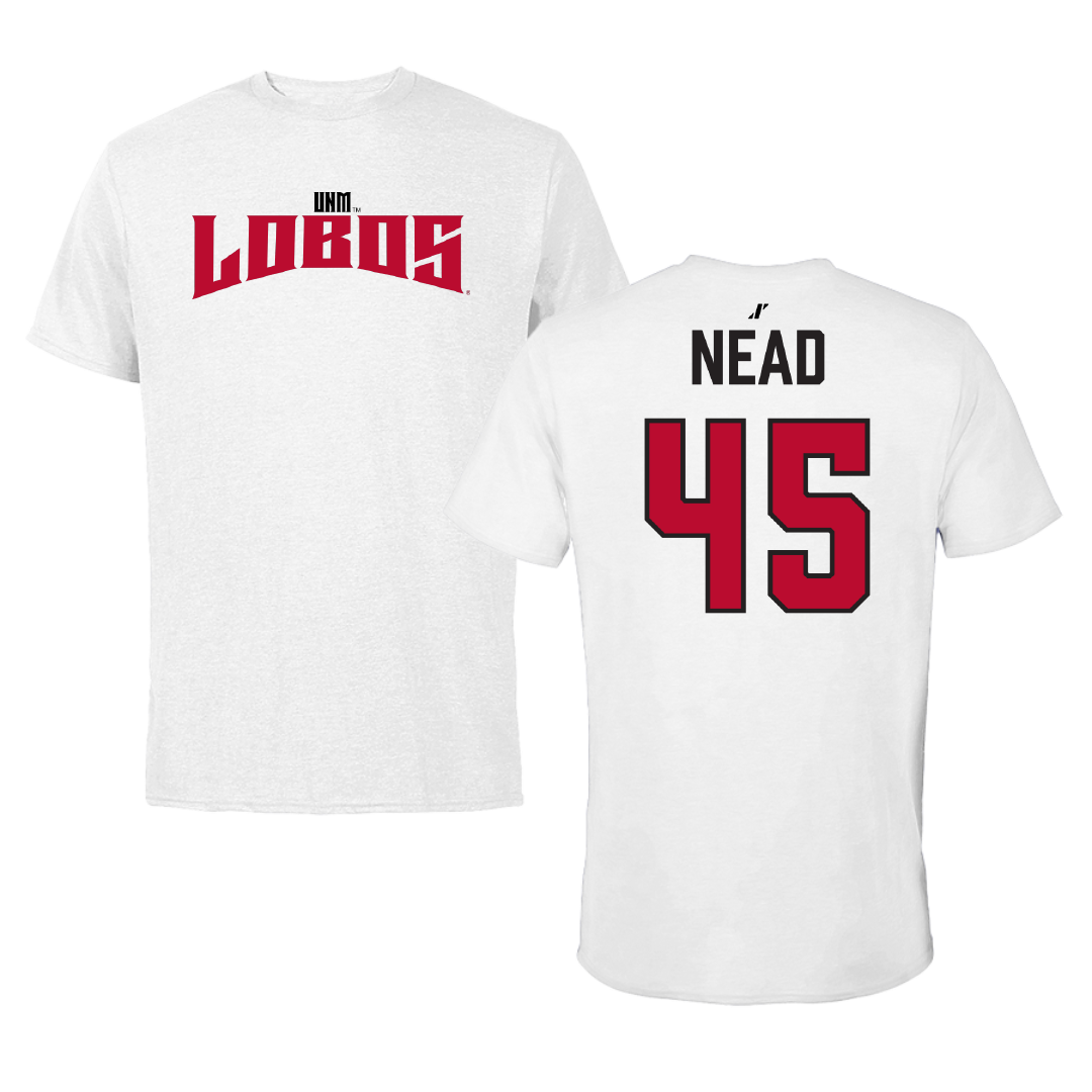 University of New Mexico Football White Classic Performance Tee - #45 Keayen Nead