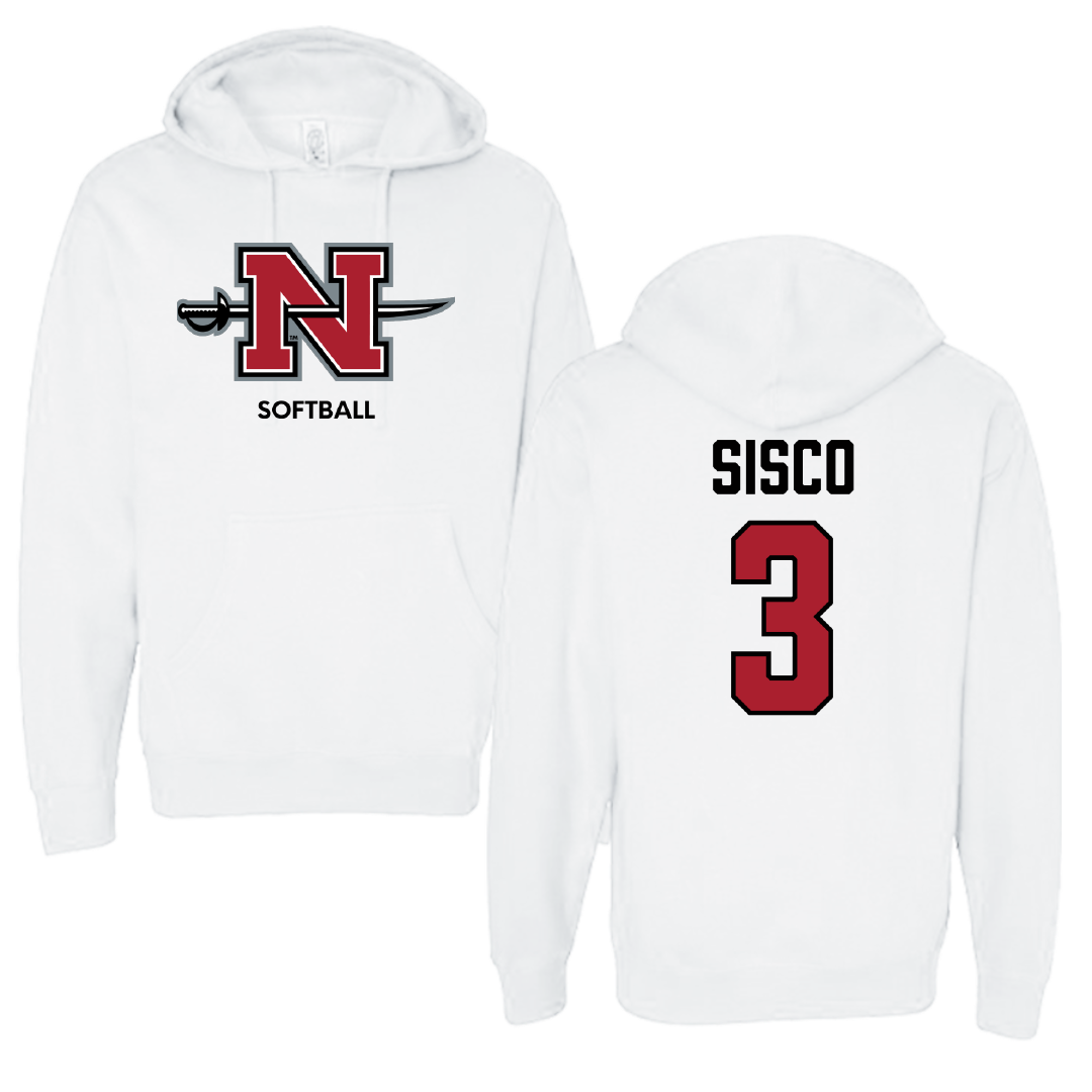 Nicholls State University Softball White Hoodie - #3 Claire Sisco