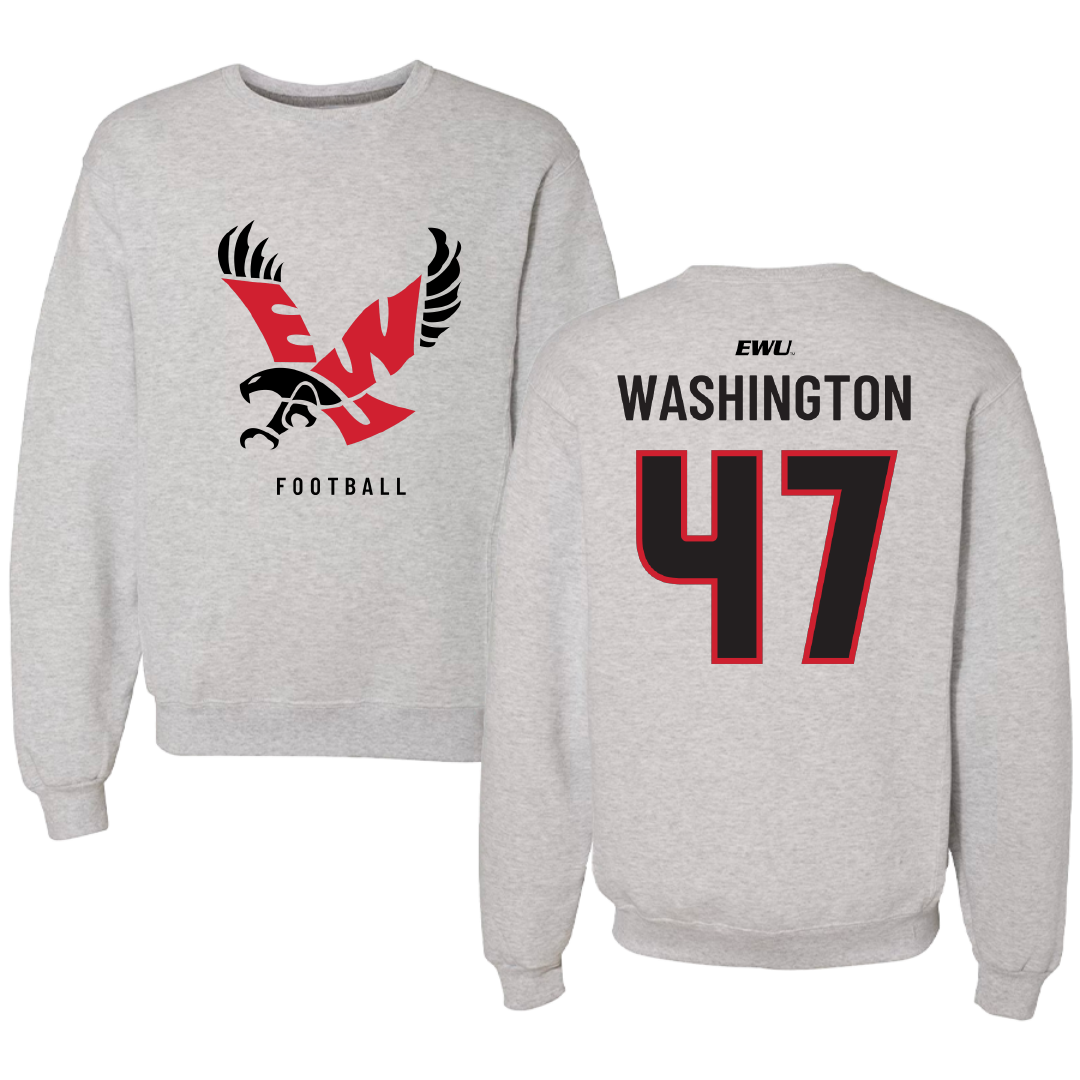 Eastern Washington University Football Gray Crewneck - #47 Messiah Washington