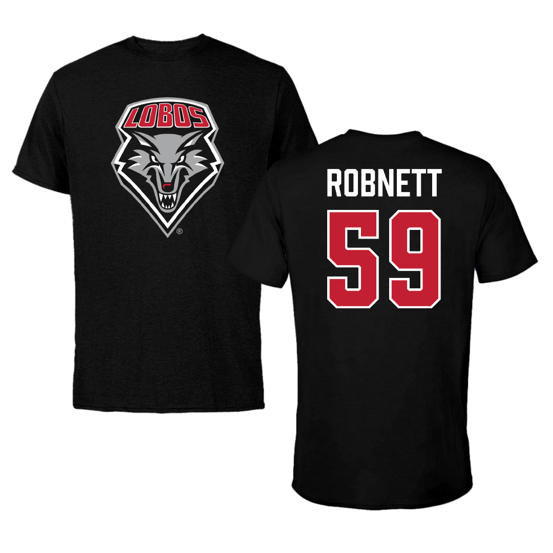 University of New Mexico Football Black Performance Tee - #59 Kaden Robnett