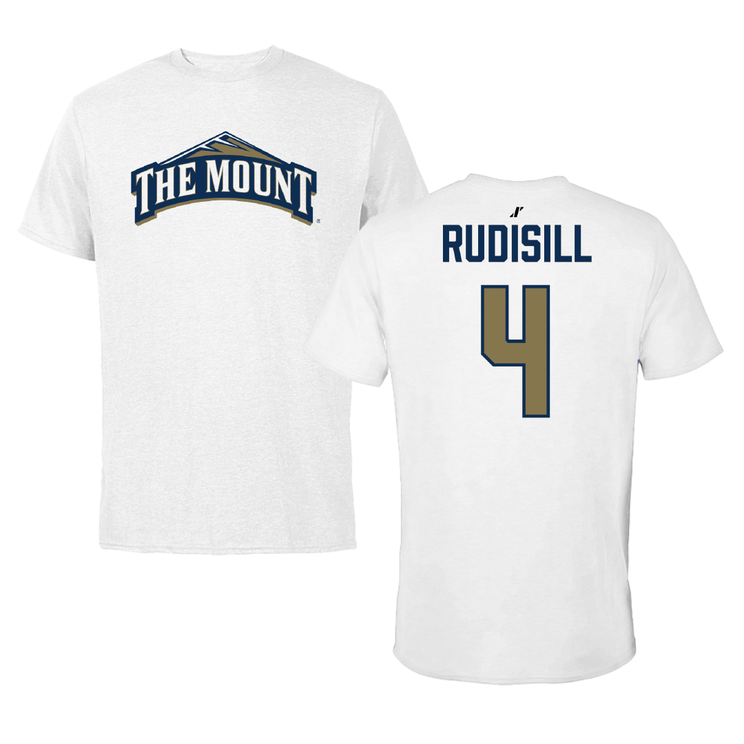 Mount St. Mary's University Baseball White Tee - #4 Bryce Rudisill