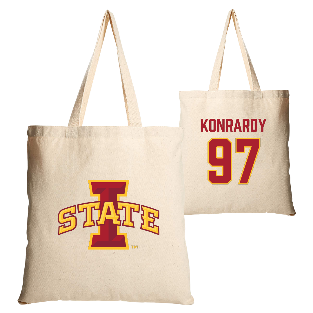 Iowa State University Football Tan Canvas Tote Bag - #97 Kyle Konrardy