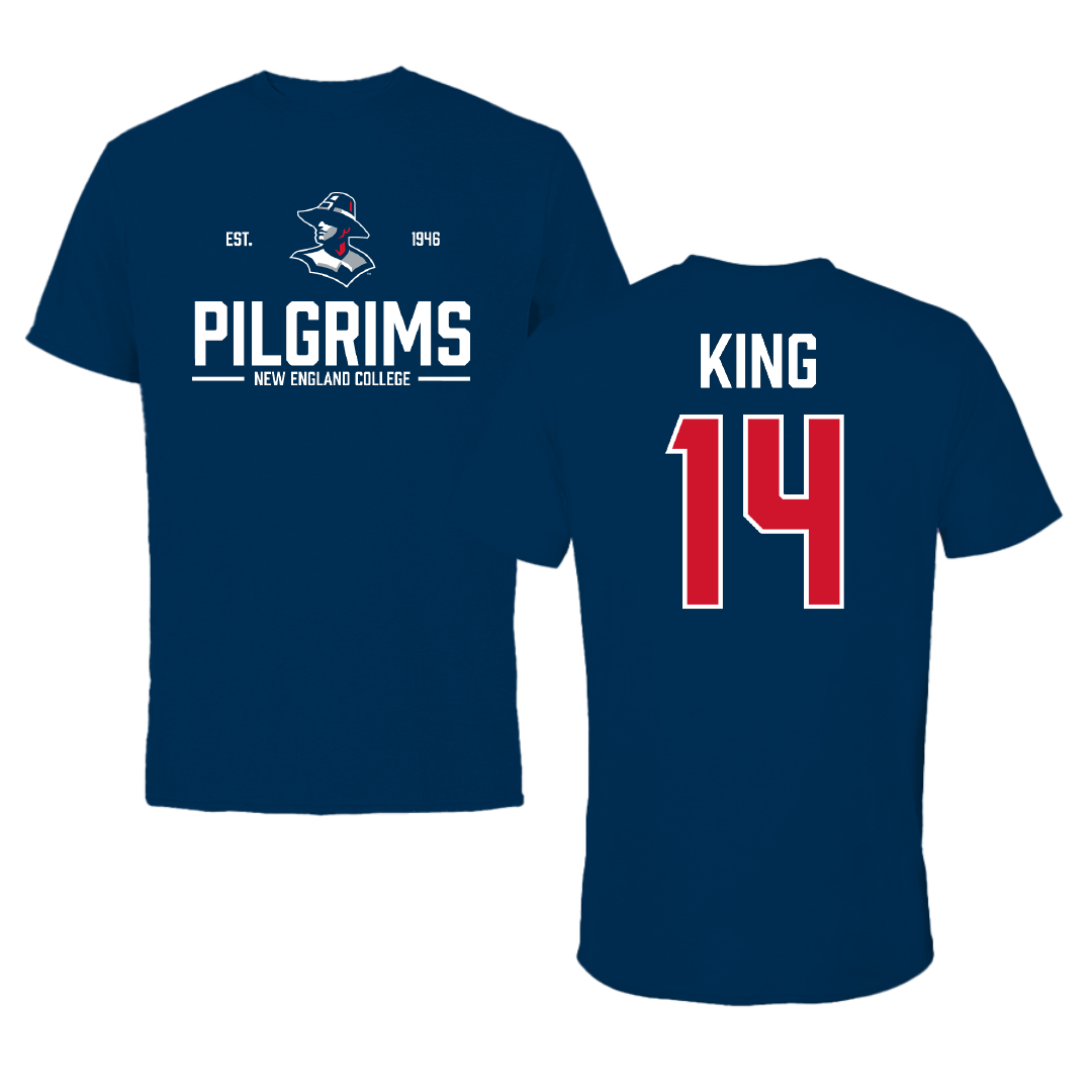 New England College Soccer Navy General Tee - #14 Aubrey King