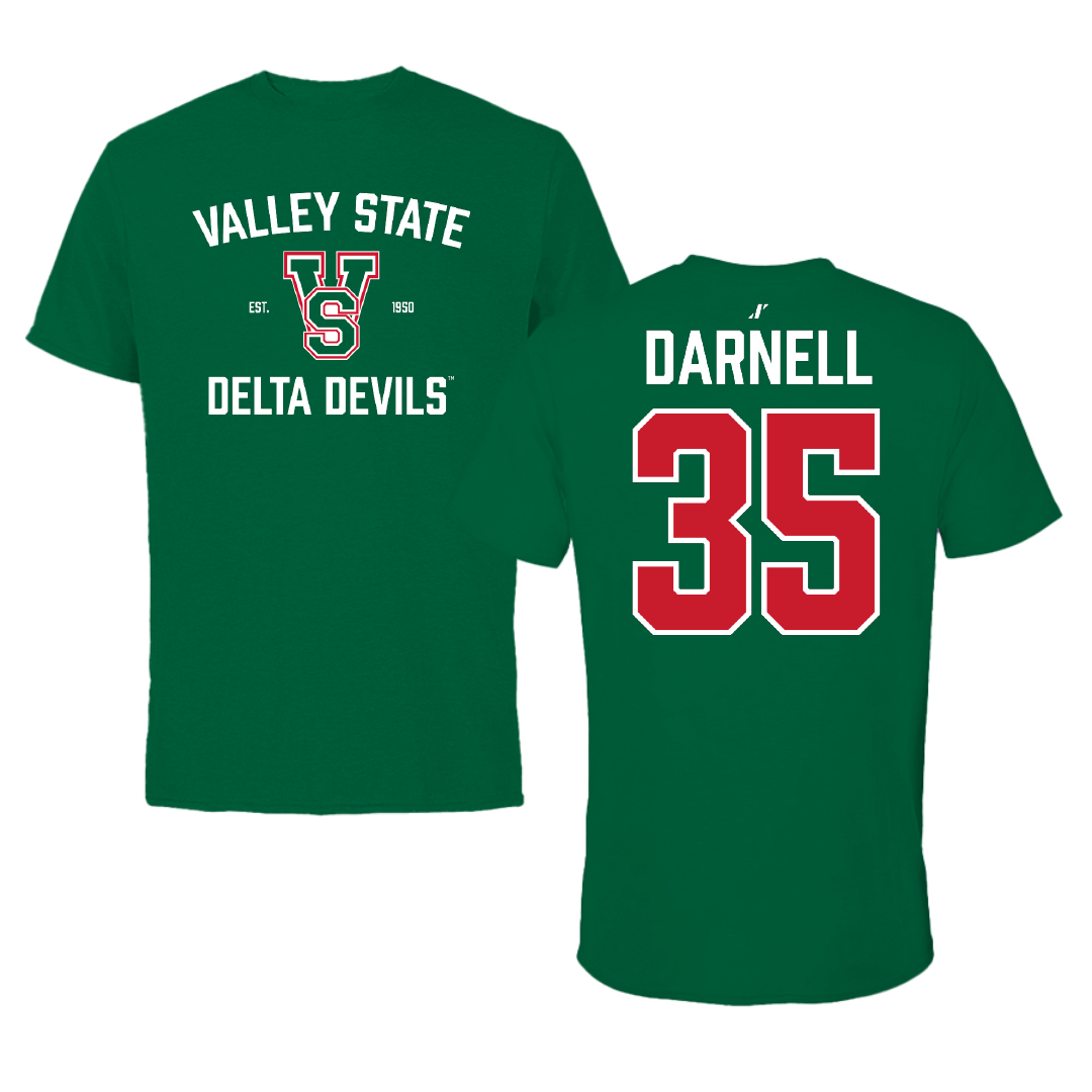 Mississippi Valley State University Baseball Green General Tee - #35 Logan Darnell