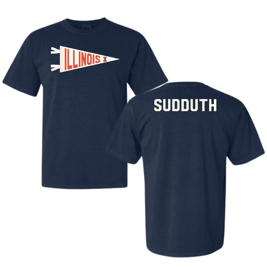 University of Illinois TF and XC Navy Pennant Comfort Colors Tee - Tyler Sudduth