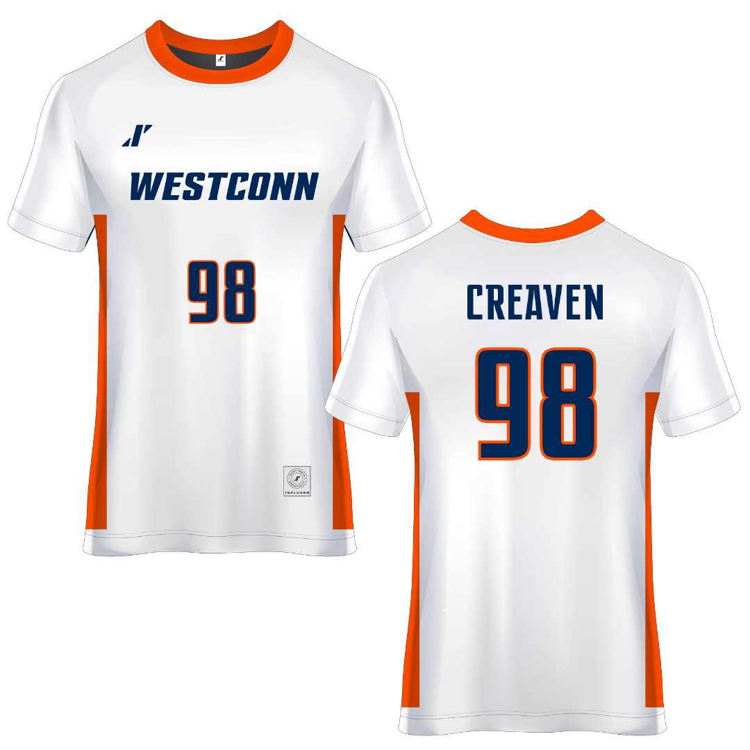 Western Connecticut State University White Soccer Jersey - #98 Silas Creaven