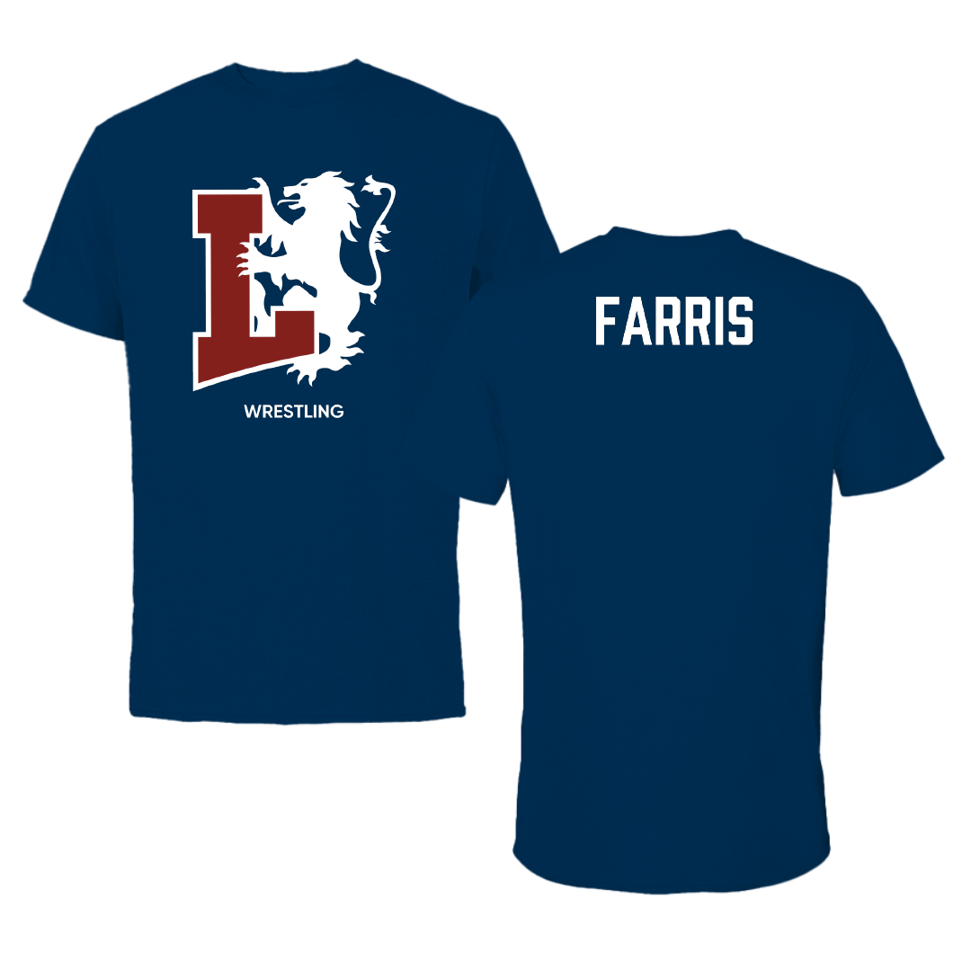 Lyon College Wrestling (W) Navy Performance Tee - Kaleb Farris