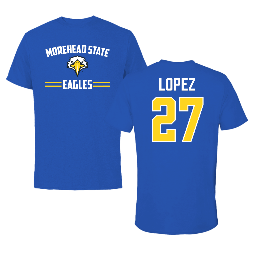 Morehead State University Baseball Blue General Performance Tee - #27 Evan Lopez