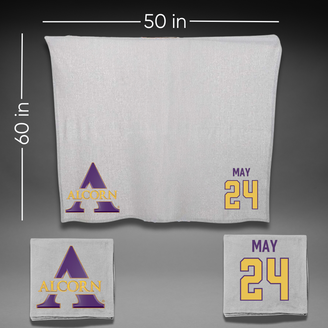 Alcorn State University Football Gray Blanket - #24 Kevin May