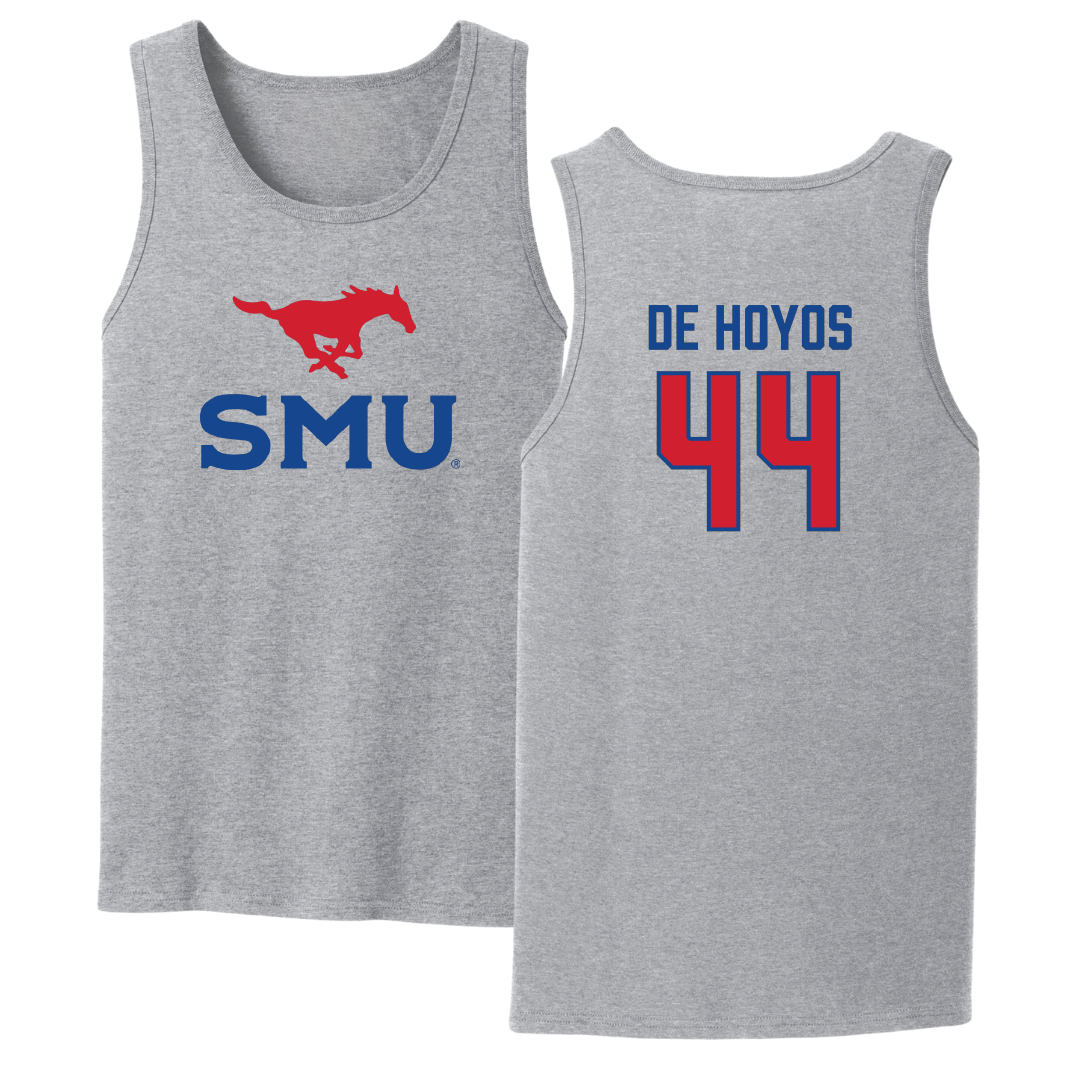 Southern Methodist University Football Sport Gray Tank Top - #44 Michael De Hoyos