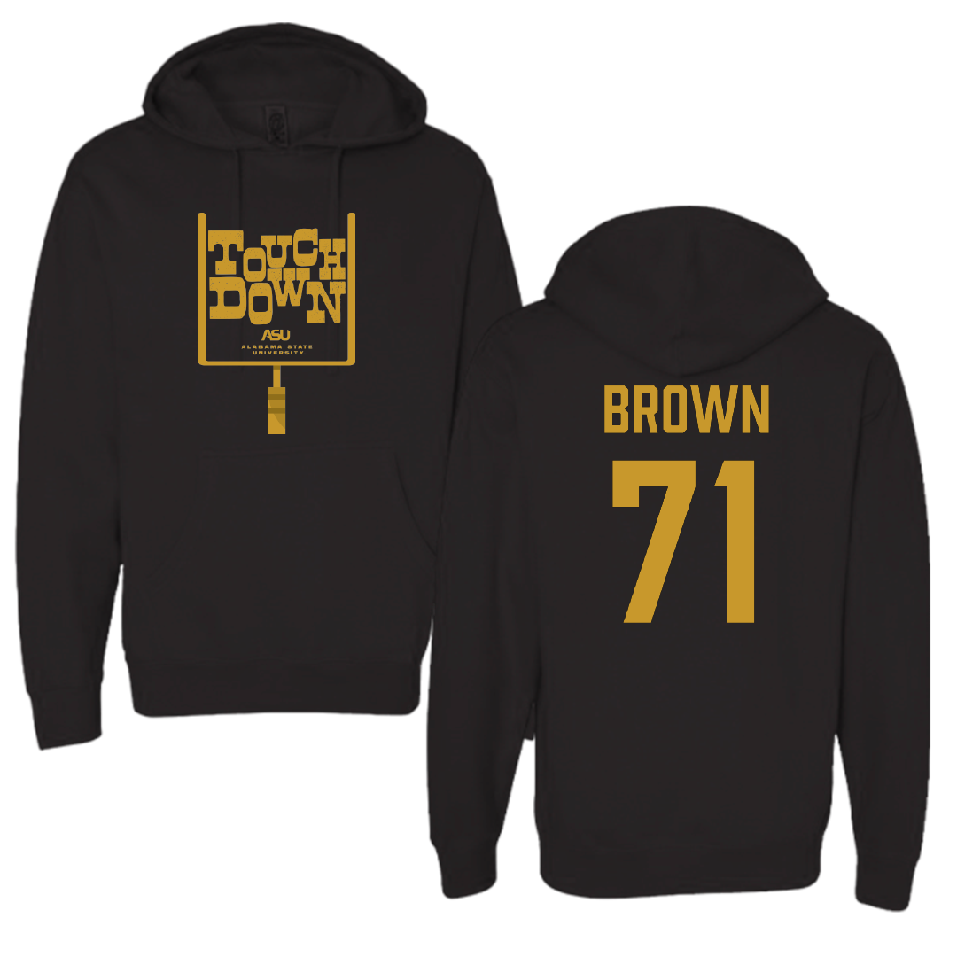 Alabama State University Football Black Touchdown Hoodie - #71 Isaiah Brown