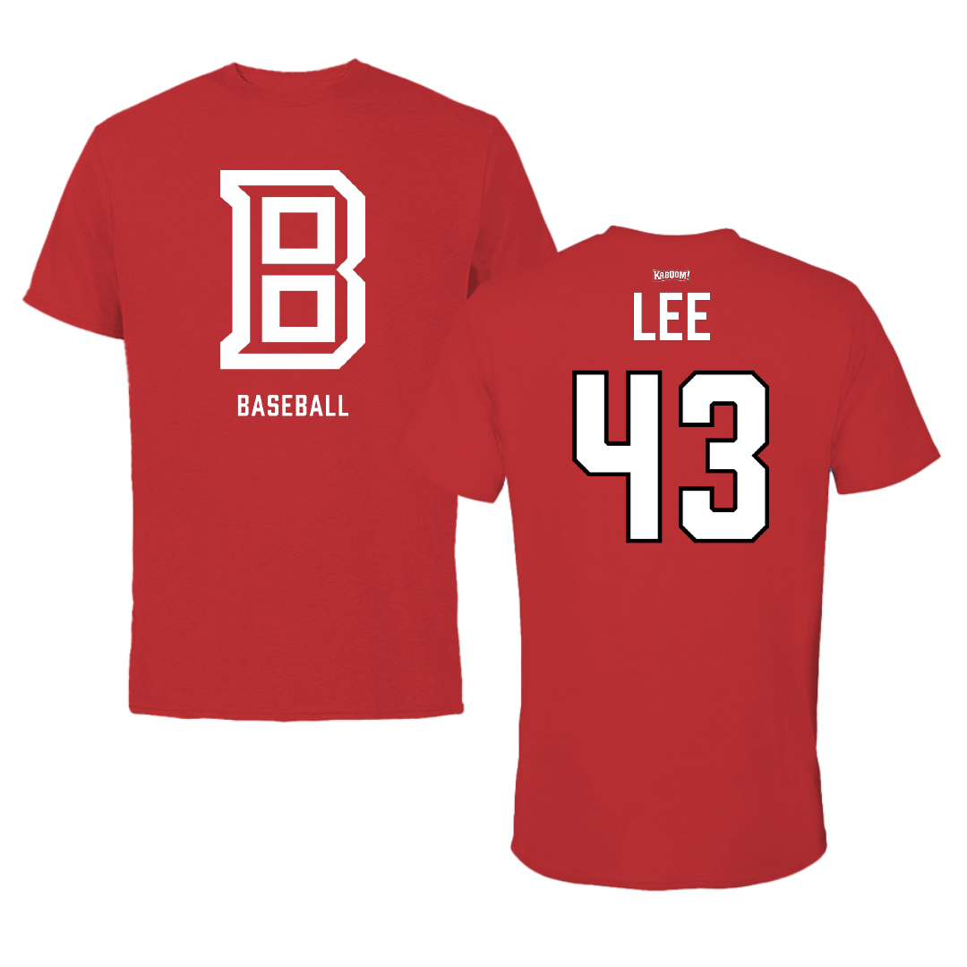Bradley University Baseball Red Block Tee - #43 Mason Lee