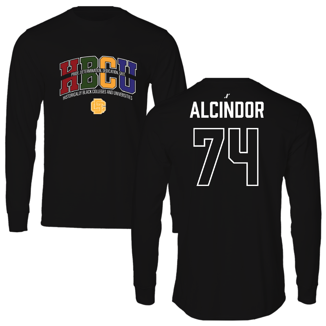 Bethune-Cookman University Football Black HBCU Long Sleeve - #74 Jerry Alcindor