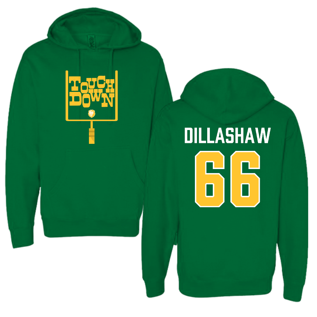 Southeastern Louisiana University Football Green Touchdown Hoodie - #66 Carson Dillashaw
