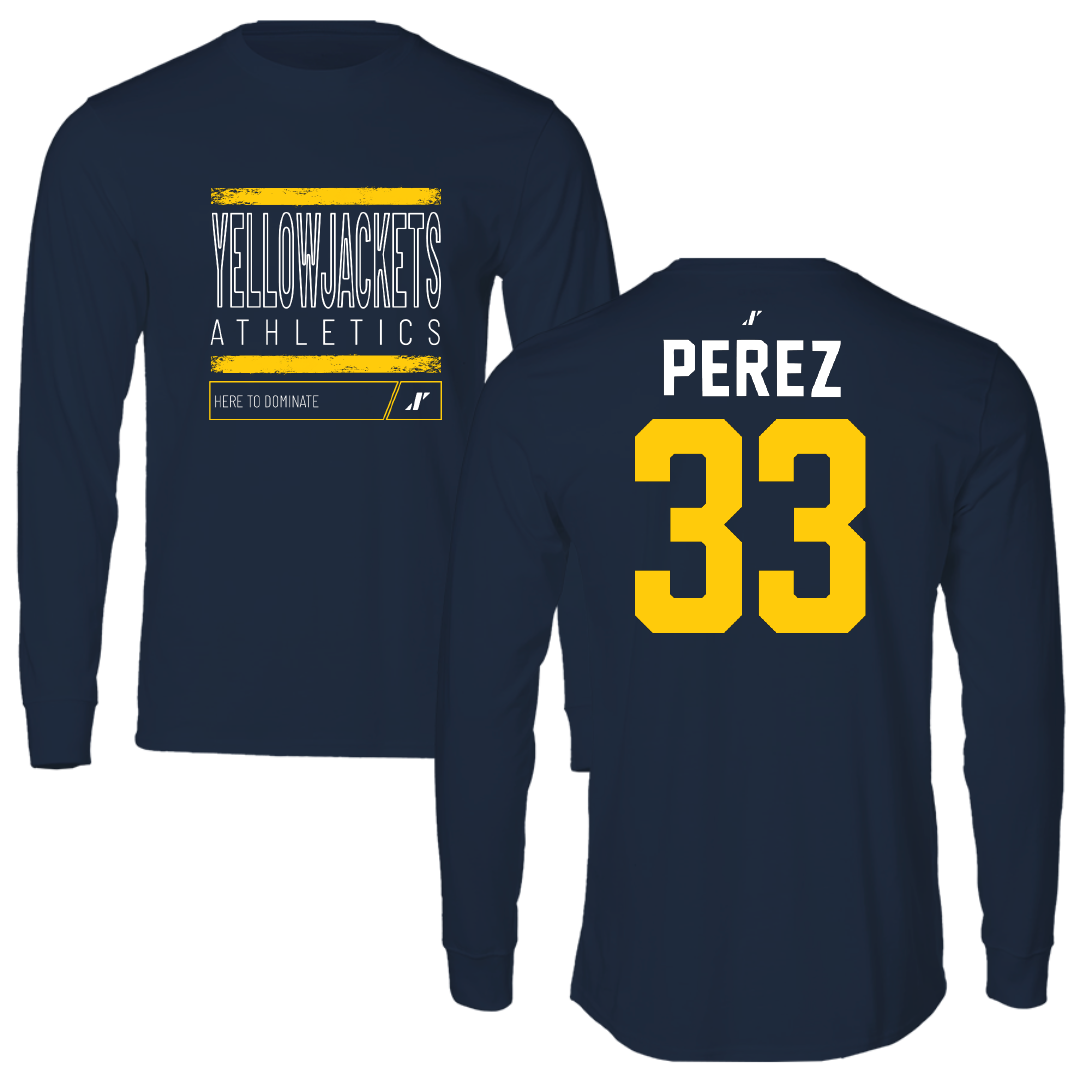 Graceland University Baseball Navy Dominate Long Sleeve - #33 Gabriel Perez