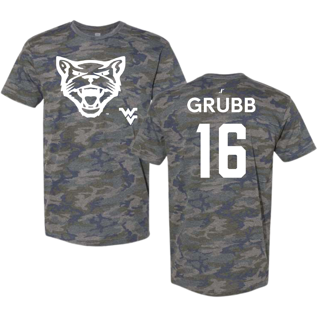Potomac State College Soccer (M) Vintage Camo Tee - #16 Brady Grubb