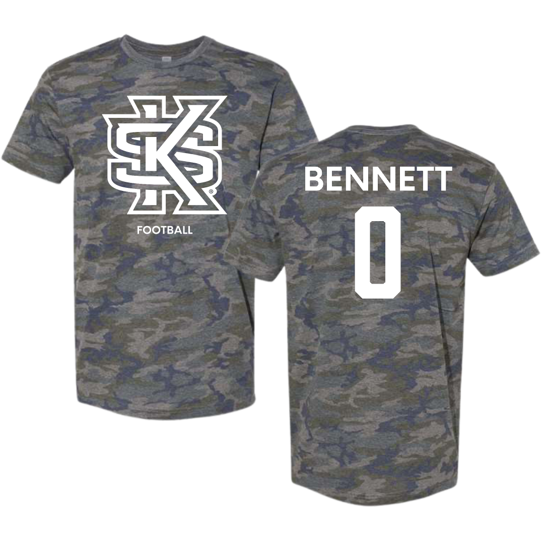 Kennesaw State University Football Vintage Camo Tee - #0 Coleman Bennett