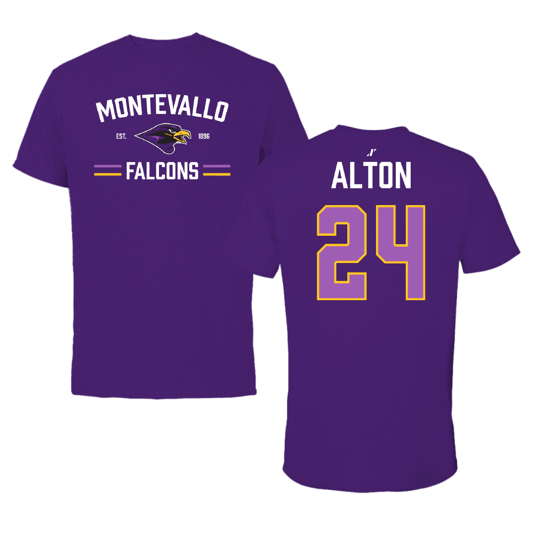 University of Montevallo Baseball Purple General Tee - #24 Landon Alton