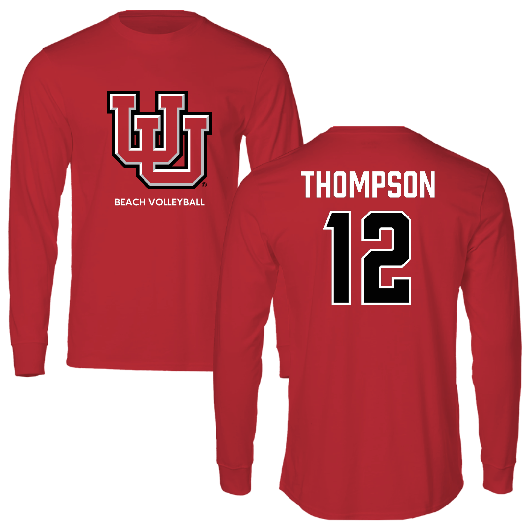 University of Utah Beach Volleyball Red Block Long Sleeve - #12 Siona Thompson