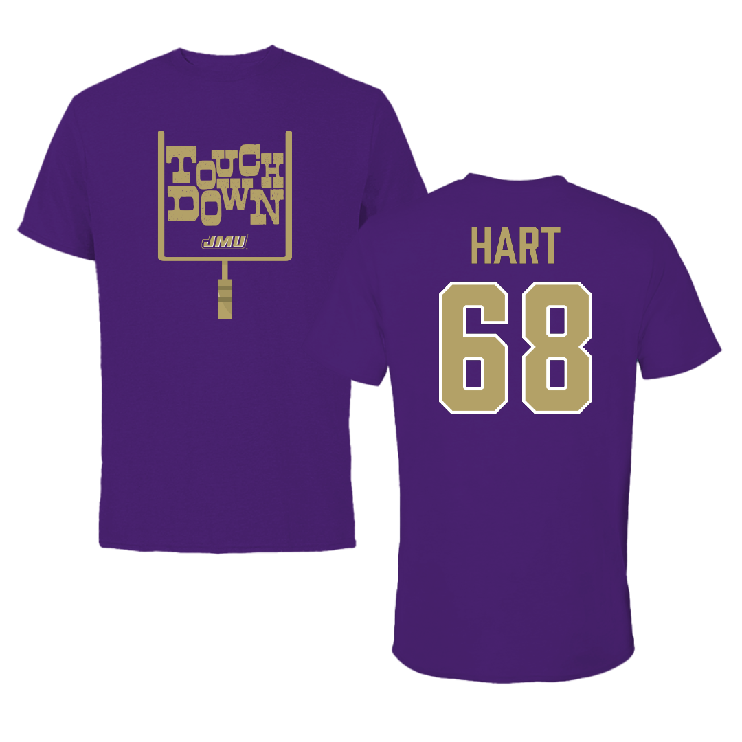 James Madison University Football Purple Touchdown Performance Tee - #68 Griffin Hart