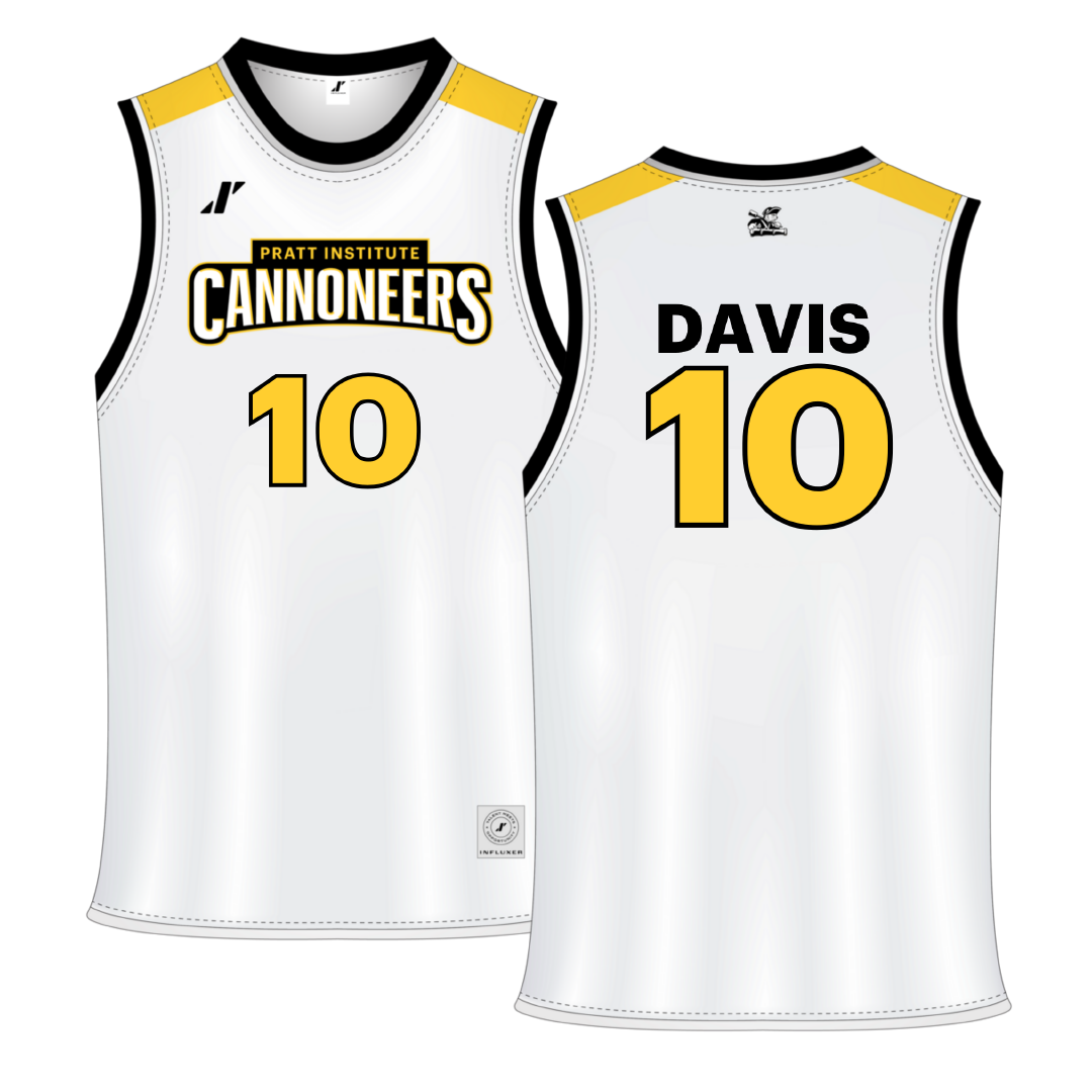 Pratt Institute White Basketball Jersey - #10 Mekhi Davis
