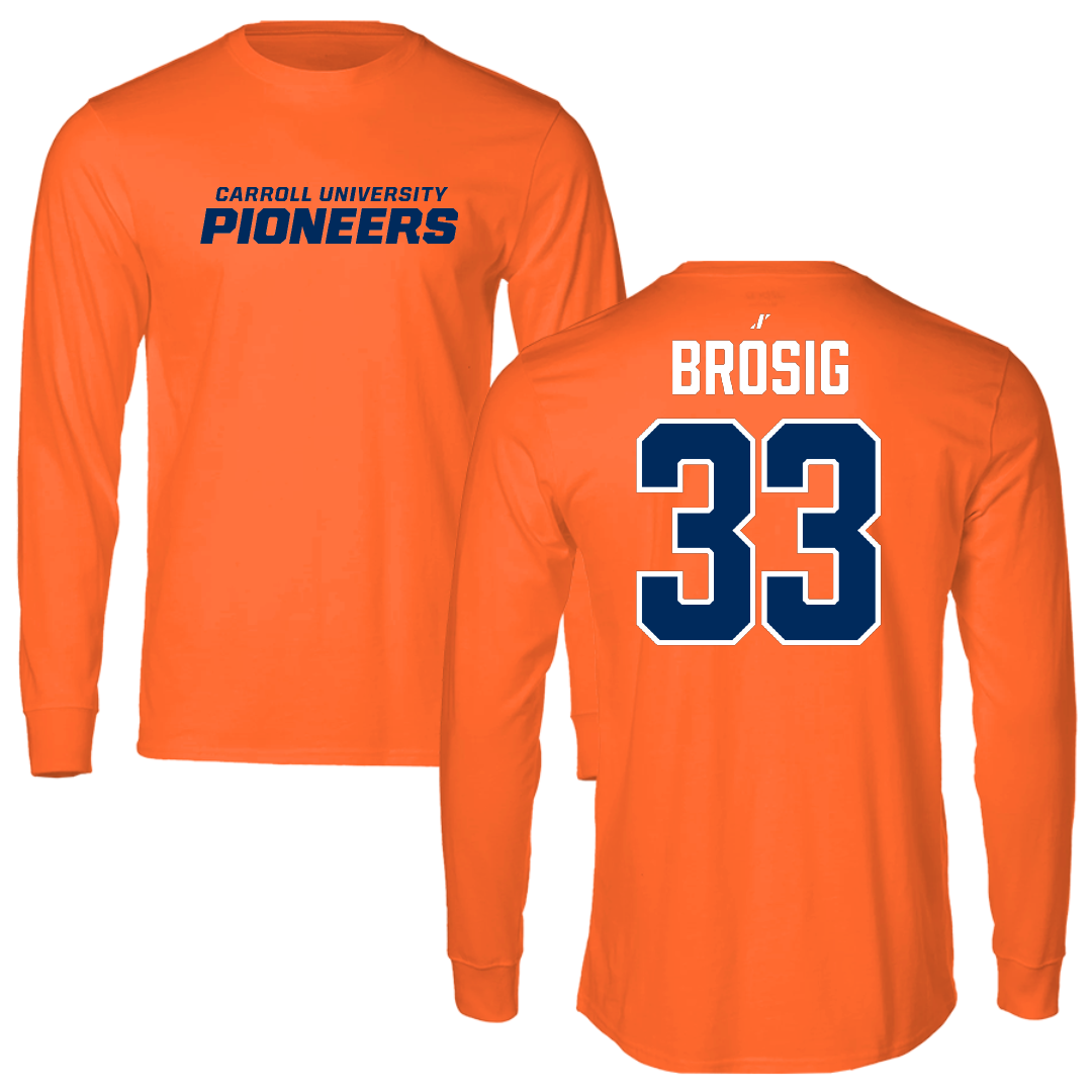 Carroll University Football Orange Performance Long Sleeve - #33 Luke Brosig