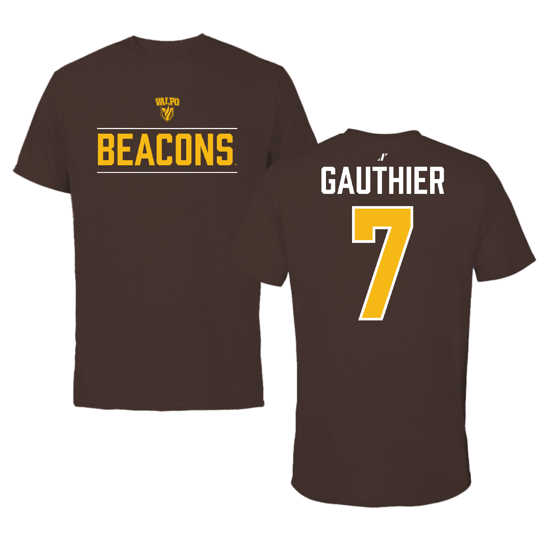 Valparaiso University Baseball Brown General Tee - #7 Javin Gauthier