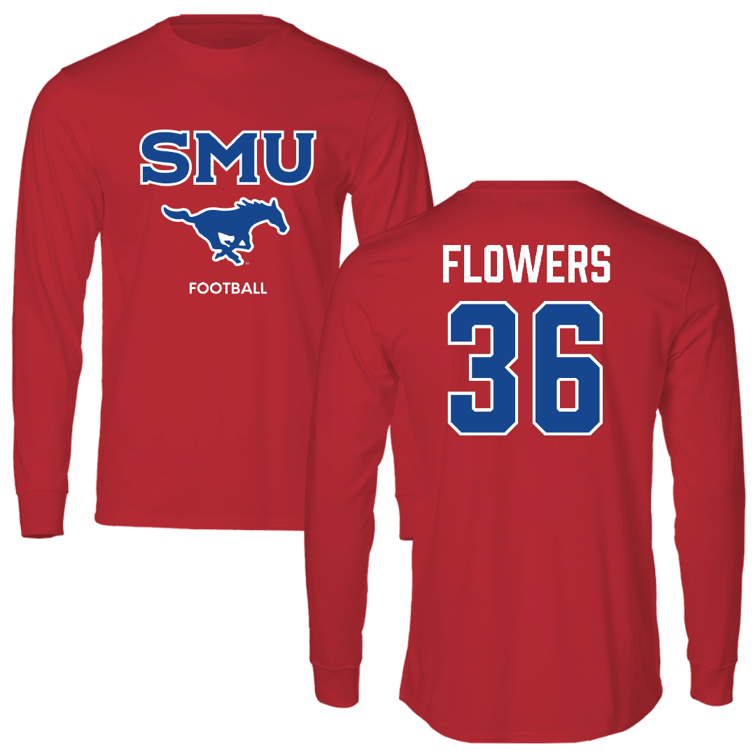 Southern Methodist University Football Red Long Sleeve - #36 Braeden Flowers