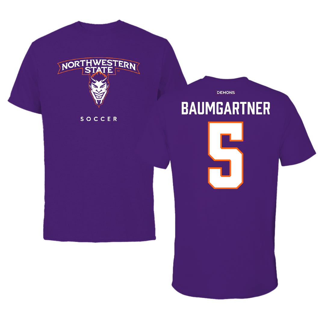 Northwestern State University Soccer Purple Mascot Performance Tee - #5 Paige Baumgartner