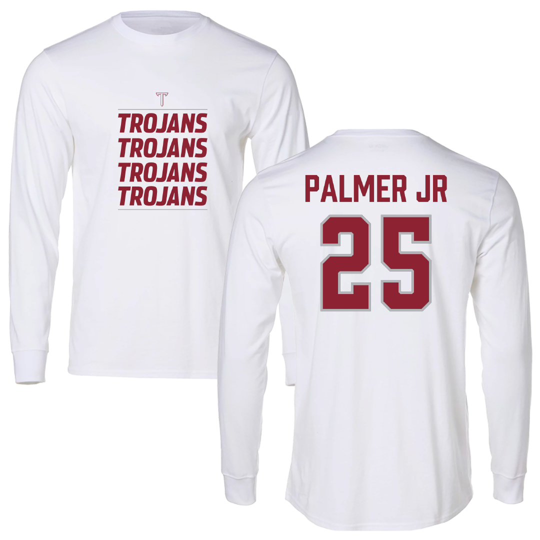Troy University Football White General Performance Long Sleeve - #25 Dennis Palmer Jr
