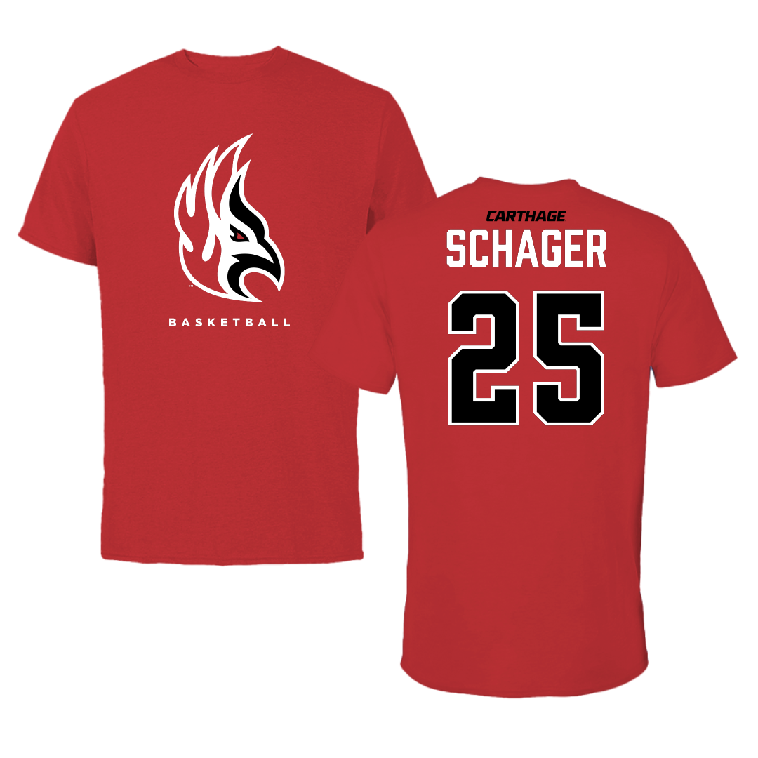 Carthage College Basketball (M) Red Performance Tee - #25 Jack Schager